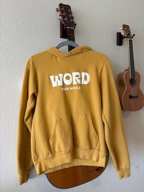 Word Over World Mustard Yellow Hoodie - Casual Pullover